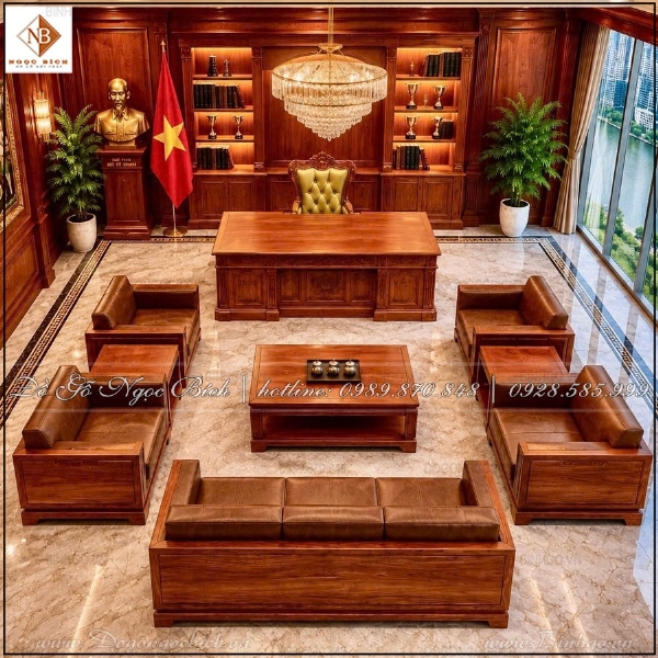 Sofa gỗ phòng chủ tịch mẫu hiện đại
