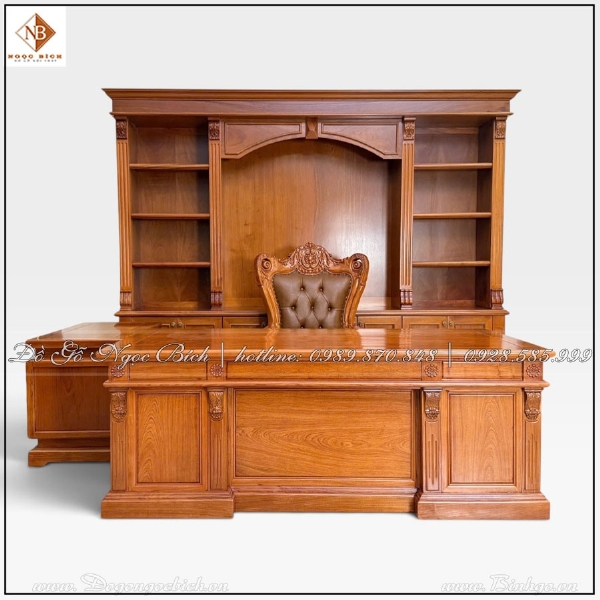Bàn Giám Đốc Châu Âu Gỗ Hương Đá 217cm