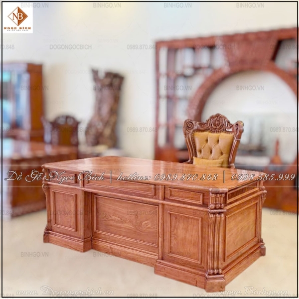 Bàn Giám Đốc Mẫu Putin Gỗ Hương Đá Sang Trọng Cho Không Gian Đẳng Cấp