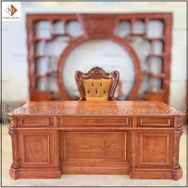 Bàn Giám Đốc Mẫu Putin Gỗ Hương Đá Sang Trọng Cho Không Gian Đẳng Cấp