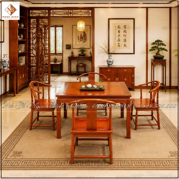 Bàn Trà Gỗ Gõ Đỏ Phù Hợp Không Gian Thiền Và Trà Đạo