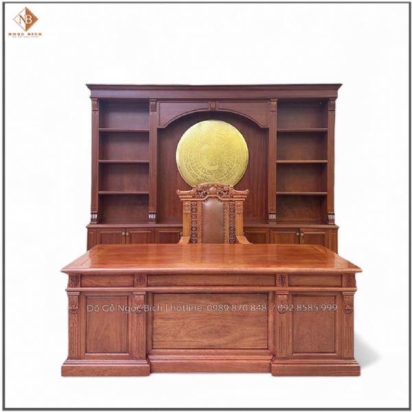 Bộ Bàn Giám Đốc Gỗ Gõ Đỏ Phong Cách Châu Âu