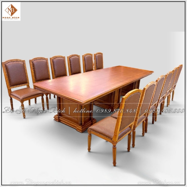 Bàn họp phòng lãnh đạo 12 ghế gỗ tự nhiên