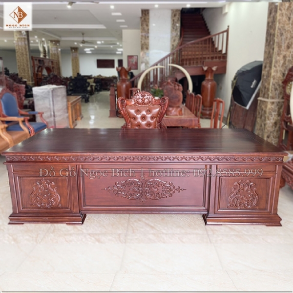Bàn làm việc Chủ Tịch dài 2m83 pu màu giả cẩm 