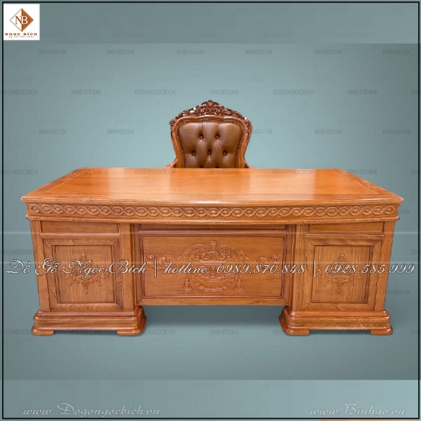 Bàn làm việc tân cổ điển gỗ tư nhiên dài 1,97m