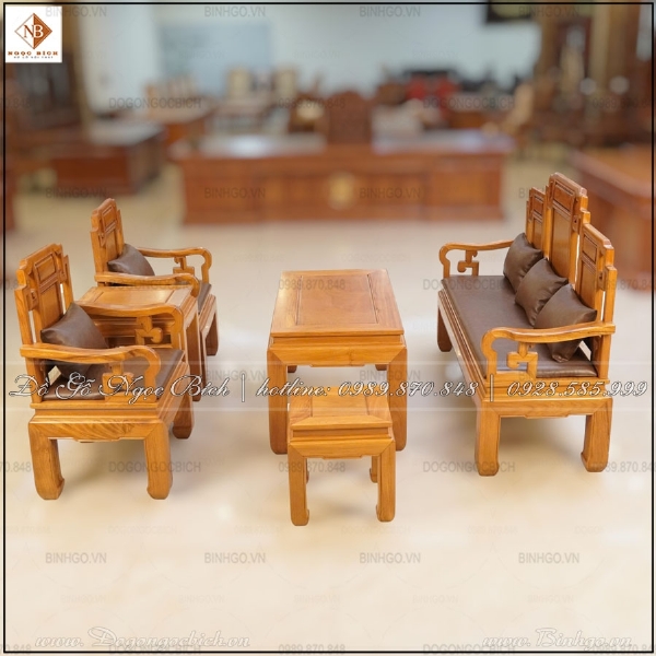 Bộ Bàn Ghế Phòng Khách Mẫu Móc Mỏ gỗ gõ đỏ 