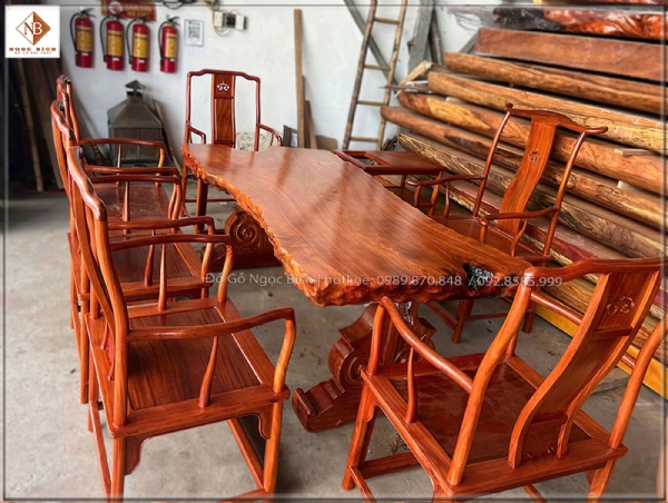 Nội thất bàn ghế phòng trà gỗ nguyên khối
