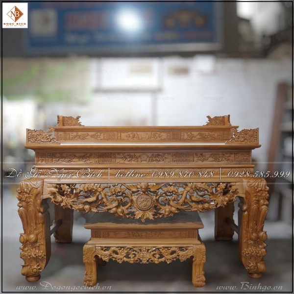 Bộ sập thờ nhị cấp Mai Thọ gỗ gõ đỏ 