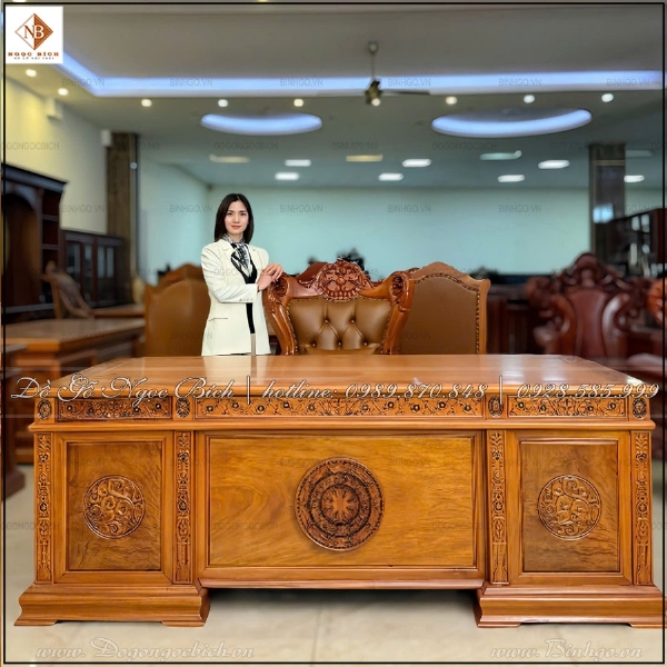 Bàn Làm Việc Giám Đốc Gỗ Gõ Đỏ Mẫu Trống Đồng Lựa Chọn Cho Người Dẫn Đầu