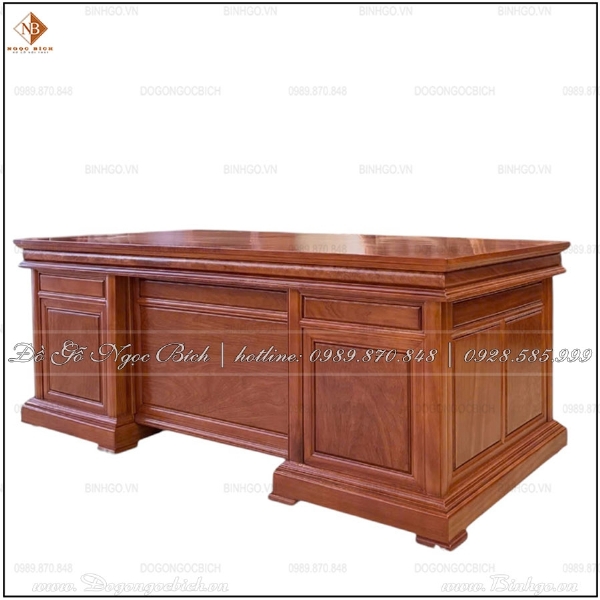 Bộ Bàn Ghế Giám Đốc Mẫu Hoa Lá Tây Trơn dài 197cm 