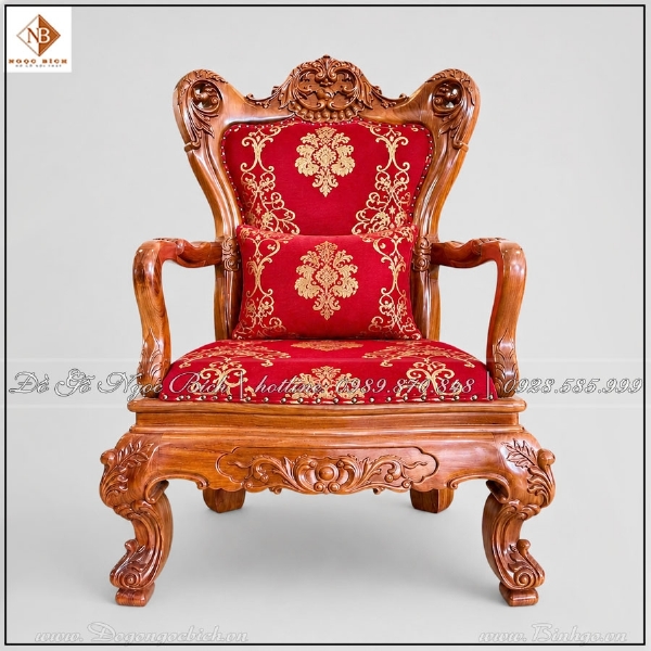 Ghế Lãnh Đạo Bọc Gấm Đỏ gỗ gõ đỏ