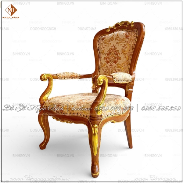 Ghế Rococo Armrest dát vàng gỗ gõ đỏ chuẩn mực nội thất lãnh đạo nữ