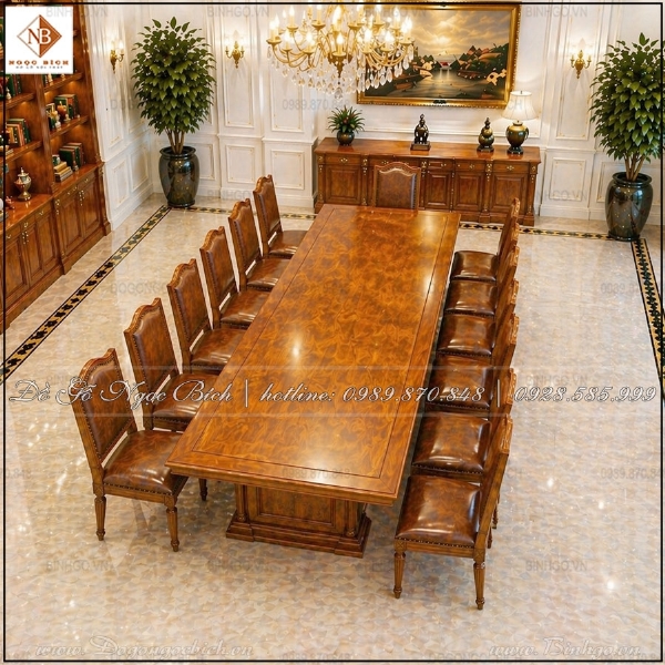 Mẫu Bàn Họp Gỗ Tự Nhiên 16 Ghế Đẹp Hiện Đại Được Ưa Chuộng Nhất