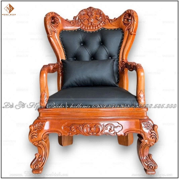 Mẫu ghế Lãnh Đạo bọc da đen gỗ tự nhiên