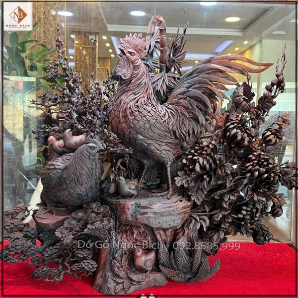 Nhận Đặt Tượng Gia Đình Gà Gỗ Trắc Giao Hàng Toàn Quốc