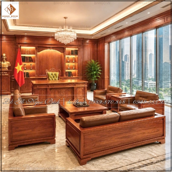 Sofa gỗ phòng chủ tịch mẫu hiện đại