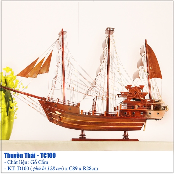 Thuyền buồm gỗ cẩm mẫu thuyền Thái Lan 1m