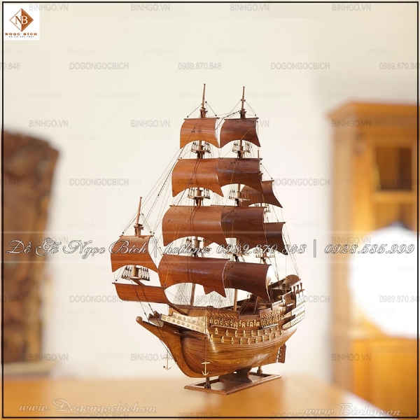 Thuyền Gỗ Hương Mẫu Thuyền Chiến Cổ dài 1m20