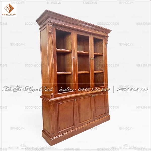 Tủ Hồ Sơ Gỗ Gõ Đỏ 3 Cánh Đẹp