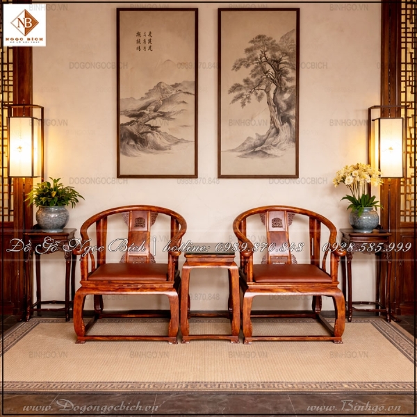 Bàn Ghế Minh Đế Gỗ Sưa 3 Món Nội Thất Tiếp Khách Sang Trọng