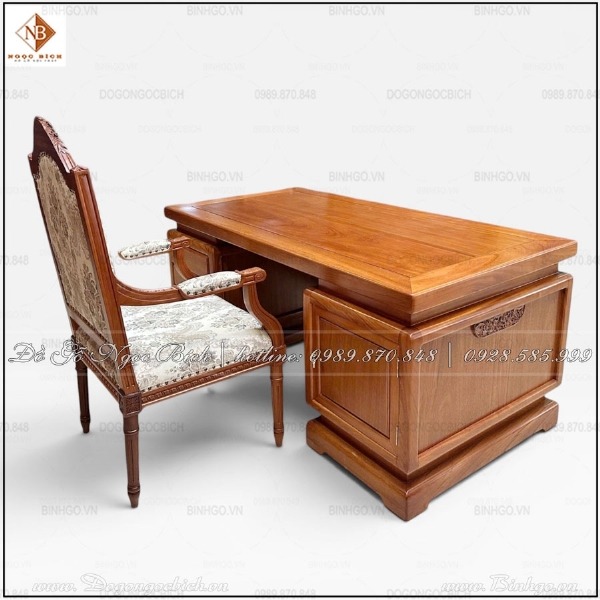 Bàn Ghế Làm Việc Gỗ Tự Nhiên Thiết Kế Đơn Giản Cao Cấp