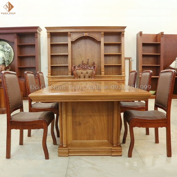 Bàn họp 6 ghế gỗ Gõ Đỏ sang trọng