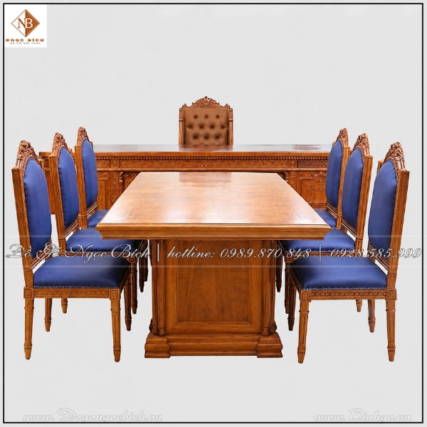Bộ Bàn 6 Ghế Phòng Họp Gỗ Tự Nhiên 