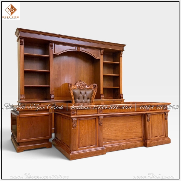 Bàn Giám Đốc Châu Âu Gỗ Hương Đá 217cm