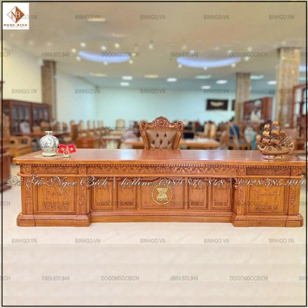 Bàn làm việc mẫu Tổng Thống Mỹ dài 3m60
