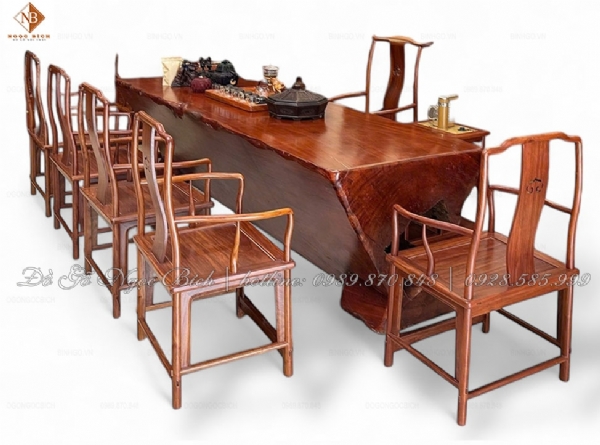 Bàn Trà Nguyên Khối Tam Giác gỗ Gõ Đỏ