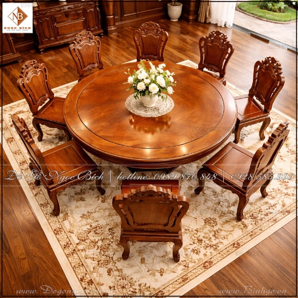 Mẫu bàn ghế ăn gỗ cao cấp cho biệt thự và nhà phố