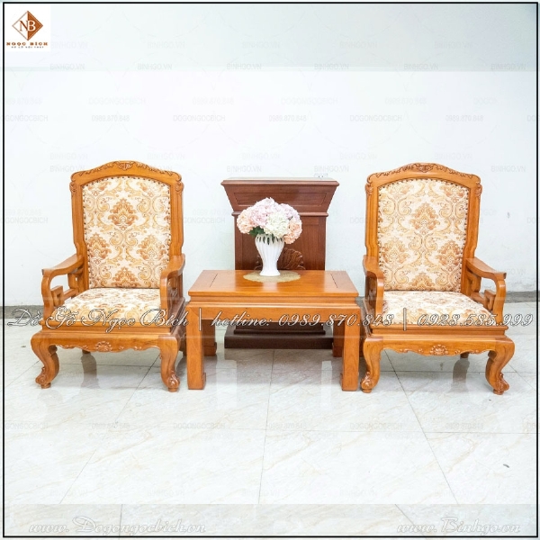 Bộ Bàn Ghế Tiếp Khách Đôi Gỗ Gõ Đỏ