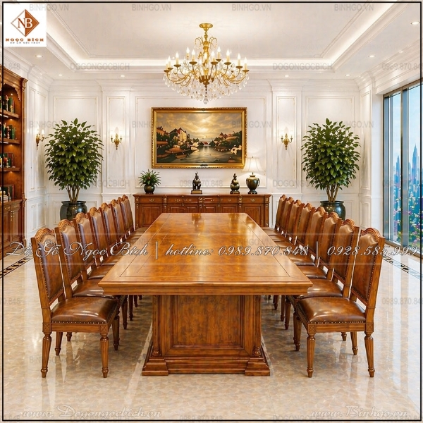 Mẫu Bàn Họp Gỗ Tự Nhiên 16 Ghế Đẹp Hiện Đại Được Ưa Chuộng Nhất