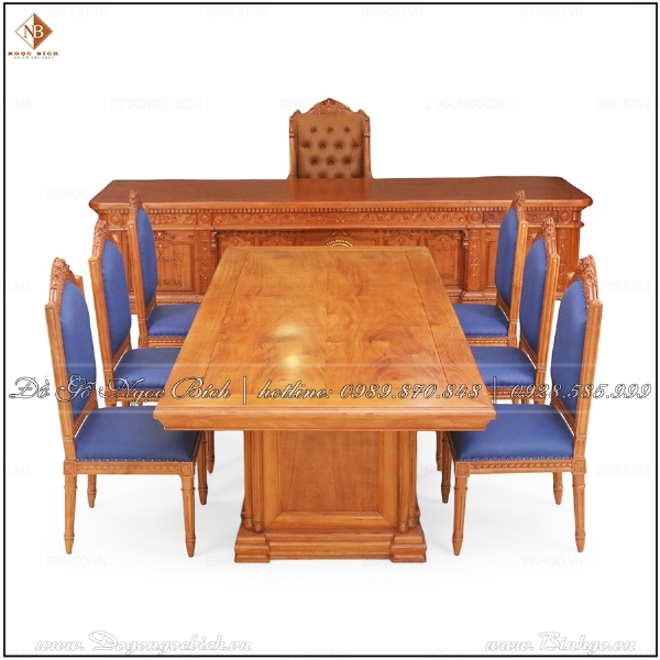 Combo Bàn Ghế Họp Gỗ Tự Nhiên Cao Cấp