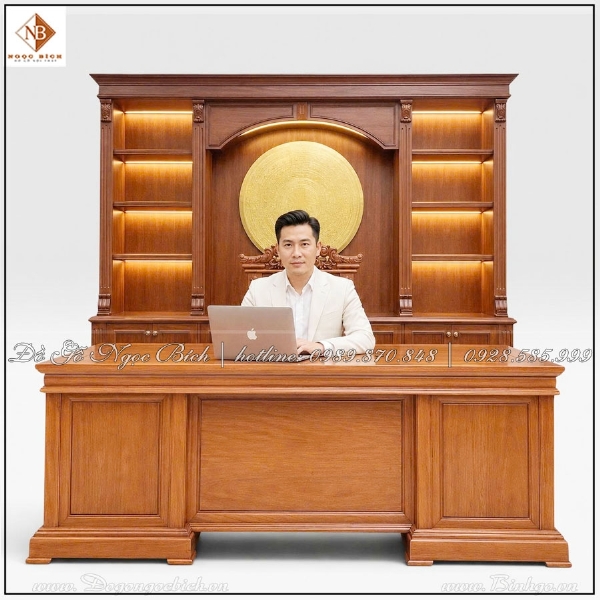 Combo Bàn Làm Việc Gỗ Tự Nhiên Mẫu Hiện Đại Mang Vẻ Đẹp Sang Trọng 