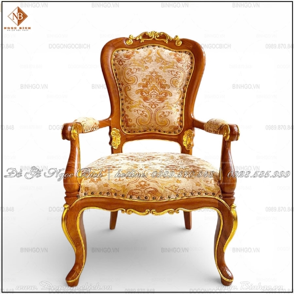 Ghế Rococo Armrest dát vàng gỗ gõ đỏ chuẩn mực nội thất lãnh đạo nữ