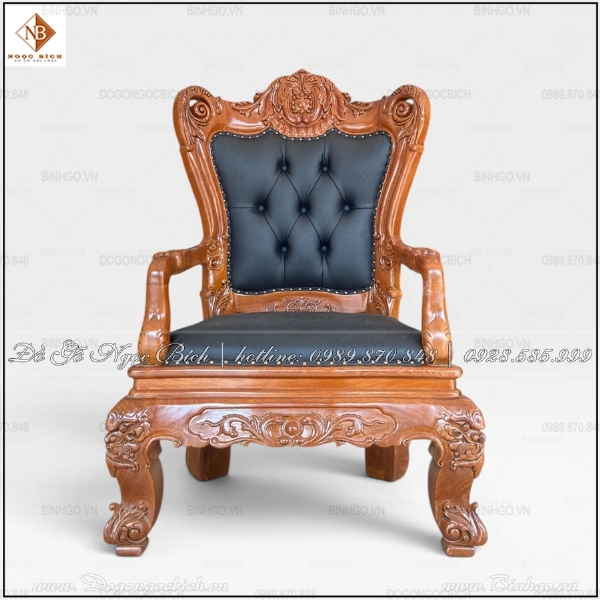 Ghế Chủ Tịch Chân Tĩnh Bọc Da Đen