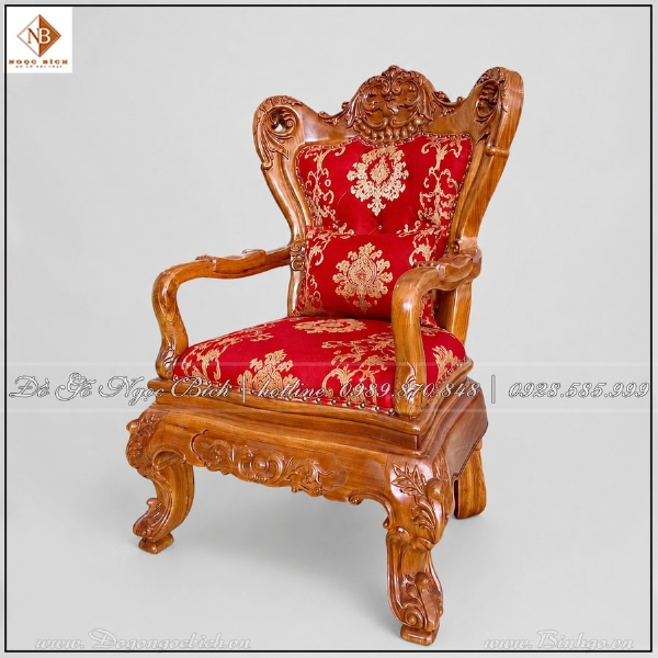 Ghế Lãnh Đạo Bọc Gấm Đỏ gỗ gõ đỏ