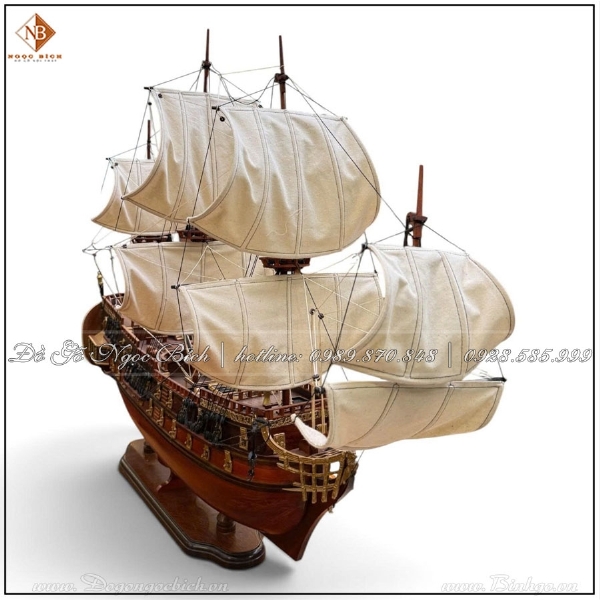 Mô Hình Thuyền Gỗ Buồm Vải Batavia