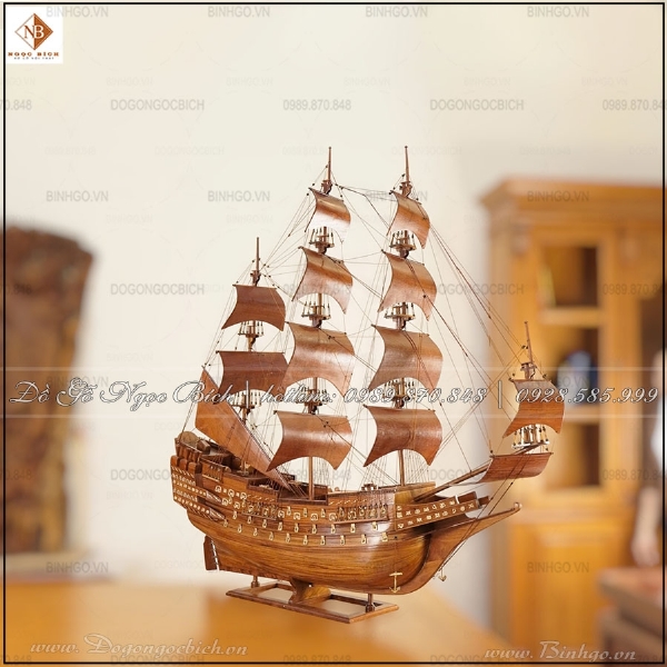 Thuyền Gỗ Hương Mẫu Thuyền Chiến Cổ dài 1m20