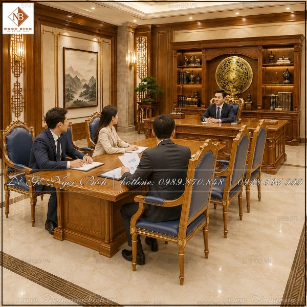 Bộ Bàn Ghế Họp 6 Ghế Đồ Gỗ Ngọc Bích 