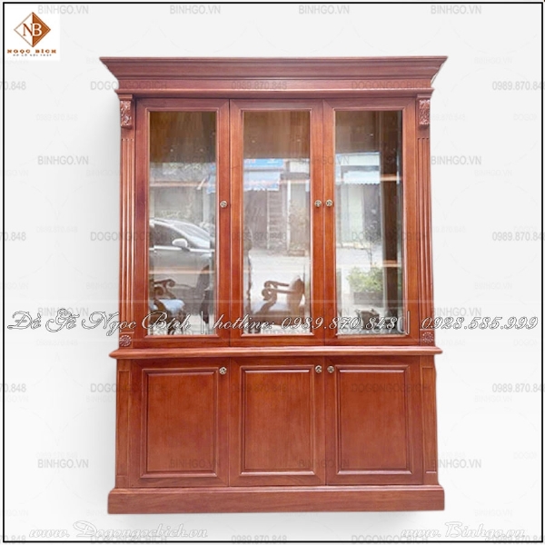 Tủ Hồ Sơ Gỗ Gõ Đỏ 3 Cánh Đẹp