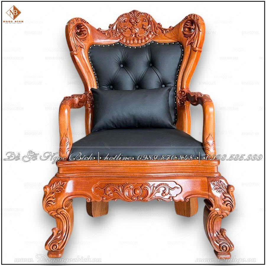 Mẫu ghế Lãnh Đạo bọc da đen gỗ tự nhiên