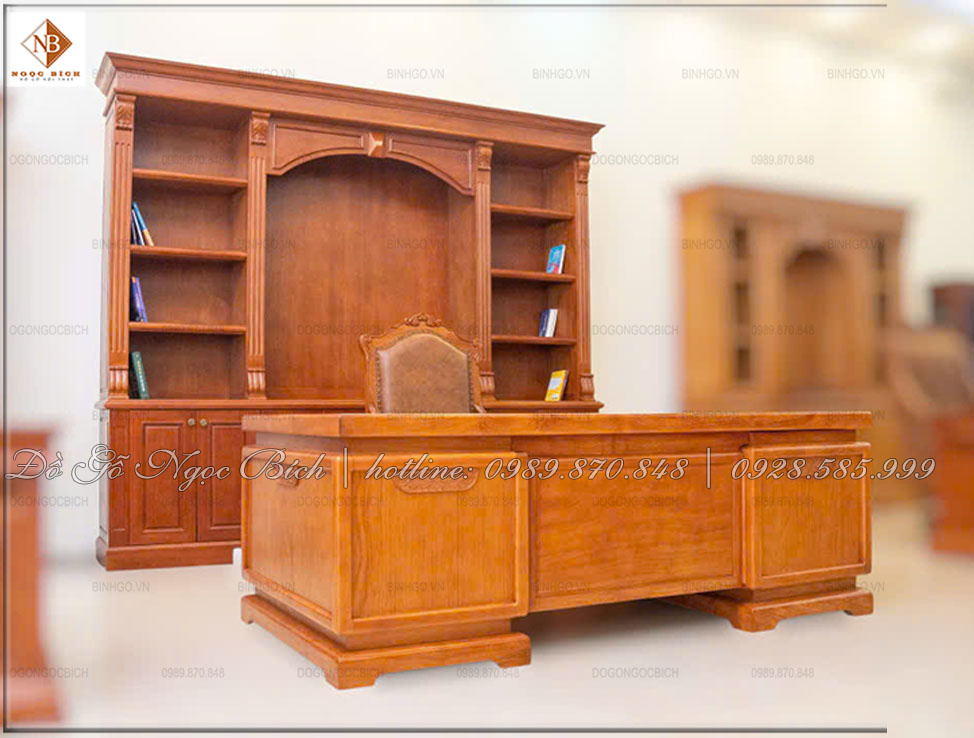 Bàn làm việc của lãnh đạo gỗ tự nhiên đẹp