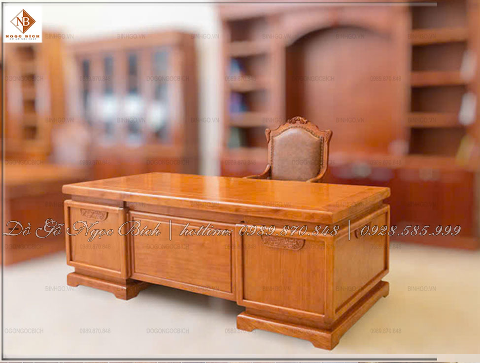 Bàn làm việc của lãnh đạo gỗ tự nhiên siêu đẹp