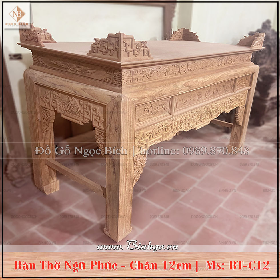 Bàn thờ gia tiên mẫu ngủ phúc gỗ Gõ Đỏ - Đang được sản xuất hoàn thiện tại xưởng của Đồ Gỗ Ngọc Bích