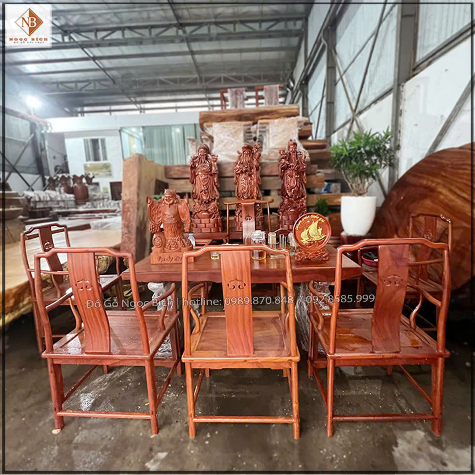 Nội thất bàn ghế phòng trà gỗ nguyên khối