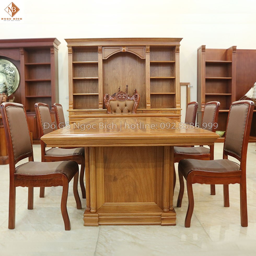 Bàn họp 6 ghế gỗ Gõ Đỏ sang trọng