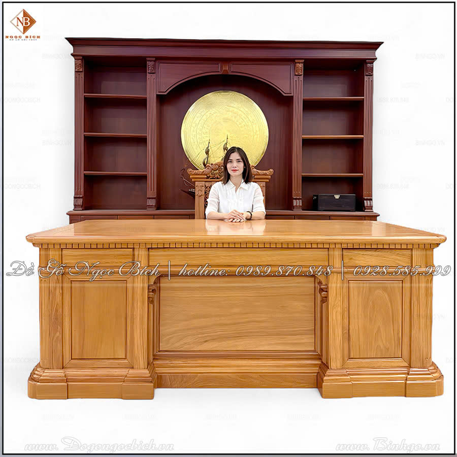 Bộ bàn ghế lãnh đạo gỗ Gõ Đỏ mẫu Obama trơn đỉnh cao