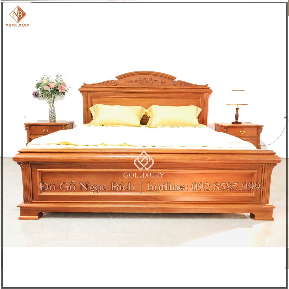 Giường ngủ Gõ Đỏ phong cách cổ điển sang trọng